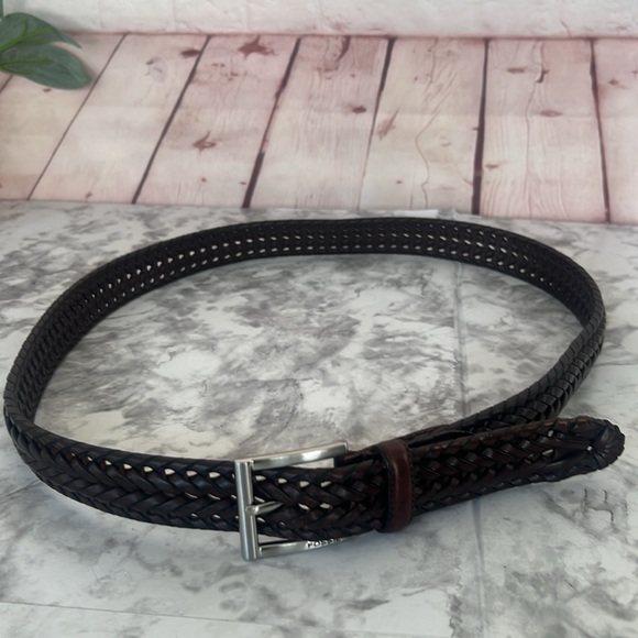 Fossil cognac braided belt size 38 UNISEX - Picture 2 of 8